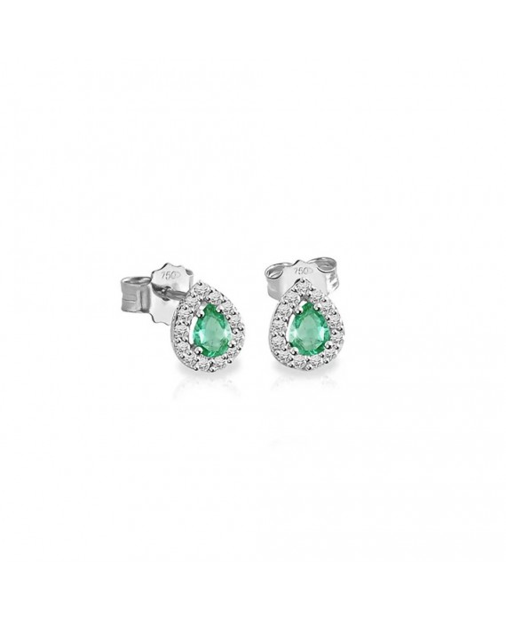 Orecchini Donna Mey Jewels Oro Diamanti Smeraldi Goccia CD MEY/GBR-EM